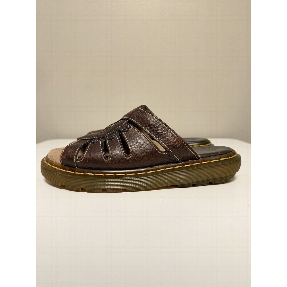 Dr. Martens Wharf Brown Leather Slide Sandals Grunge Boho Women’s US 8